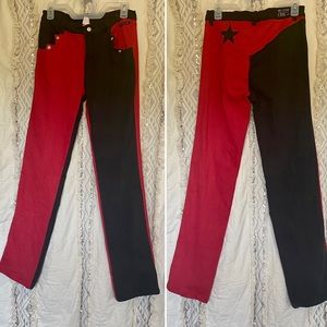 Vintage Western Harlequin Jeans Red and Black Stunning 90s Pant 7 Back to School